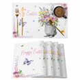 thumbnail image 1 of Happy Easter Rabbit Placemats Set of 6, Cute Bunny Spring Flowers Butterfly Placemats for Dining Table, Place Mats for Kitchen Tabletop, Waterproof Wipeable Dining Table Mats Set, 1 of 9