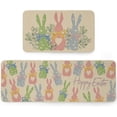 thumbnail image 1 of Happy Easter Rabbits Kitchen Mats Set of 2, Spring Easter Holiday Party Kitchen Rugs and Door Mats, Non-Slip Absorbent Floor Mat Seasonal Flower Kitchen Decorative 17x29 and 17x47 Inch AKM029, 1 of 6
