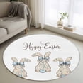 thumbnail image 1 of Happy Easter Rabbits Round Area Rug 4ft, Spring Bunny Flowers Love Watercolor Washable Non-Slip Circle Rugs for Bedroom Living Room Kitchen, Soft Non Shedding Circle Carpet for Dining Room Dorm, 1 of 9