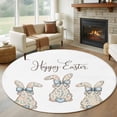 thumbnail image 1 of Happy Easter Rabbits Round Area Rug 7Ft Washable Circle Rugs for Dorm Laundry Room, Spring Bunny Flowers Love Watercolor Non-Slip Carpet Floor Mats Indoor Outdoor Carpet Runner Aesthetic Home Decor, 1 of 8