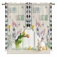 thumbnail image 1 of Happy Easter Rabbits Swag Valance Curtains Spring Pink Flower Egg Butterfly Black Plaid Rod Pocket Swag Curtains Small Window Treatments for Kitchen Bathroom Bedroom 36" W x 45" L, 2 Panels, 1 of 9
