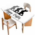 thumbnail image 1 of Happy Easter Rabbits Table Cloths for 5 Foot Rectangle Tables, Black Plaid Polka Dots Rabbits Spring Patio Waterproof Elastic Fitted Tablecloths, Washable Rectangular Table Cover for Camping, 1 of 8