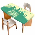 thumbnail image 1 of Happy Easter Rabbits Table Cloths for 6 Foot Rectangle Tables, Spring Daisy Green Silhouette Yellow Patio Waterproof Elastic Fitted Tablecloths, Washable Rectangular Table Cover for Camping, 1 of 8