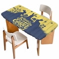 thumbnail image 1 of Happy Easter Rabbits Table Cloths for 6 Foot Rectangle Tables, Spring Daisy Navy Silhouette Yellow Patio Waterproof Elastic Fitted Tablecloths, Washable Rectangular Table Cover for Camping, 1 of 8