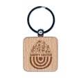 thumbnail image 1 of Happy Easter Rainbow Floral Egg Spring Flowers Square Keychain Charm Tag - Engraved Wood, 1 of 6