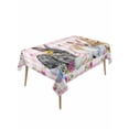 thumbnail image 1 of Happy Easter Rectangle Tablecloth, Cute Rabbits Daisy Flowers Leaves Eggs Pink Plaid Waterproof & StainResistant Tablecloth, Washable Oil-proof Table Cover for Dining/Party/Wedding/Buffet 54x108 In, 1 of 9