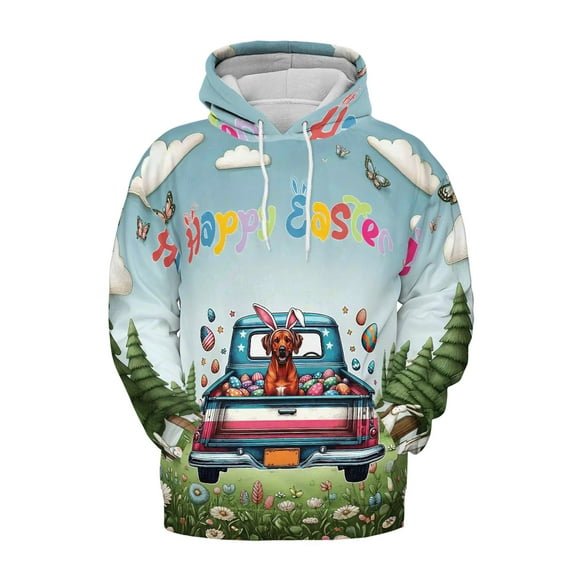 Happy Easter Rhodesian Ridgeback American Flag Truck All Over Print 3D Hoodie Unisex Merch Hoodies Ridgebacks Dog Lover Gifts - 03001