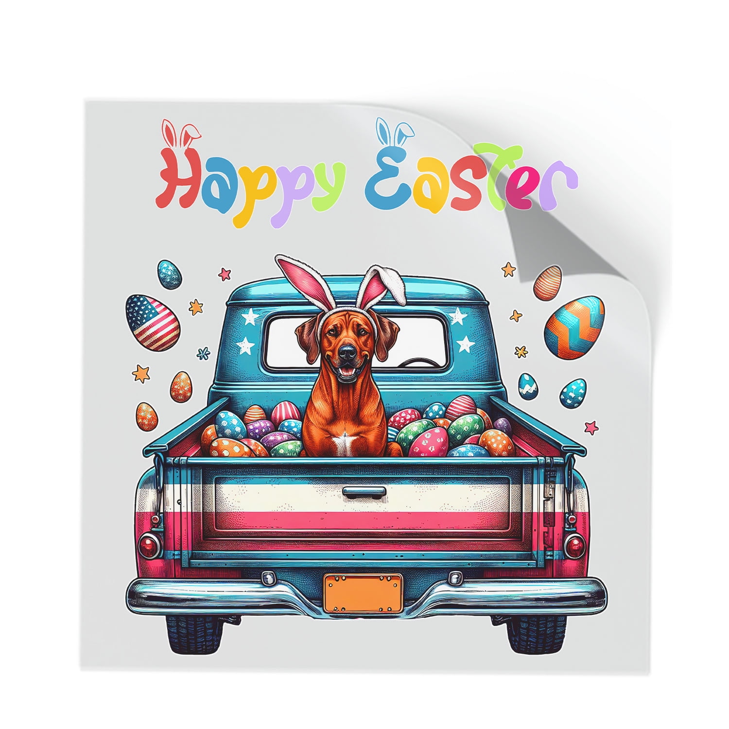 Happy Easter Rhodesian Ridgeback American Flag Truck Cutout Transfer ...