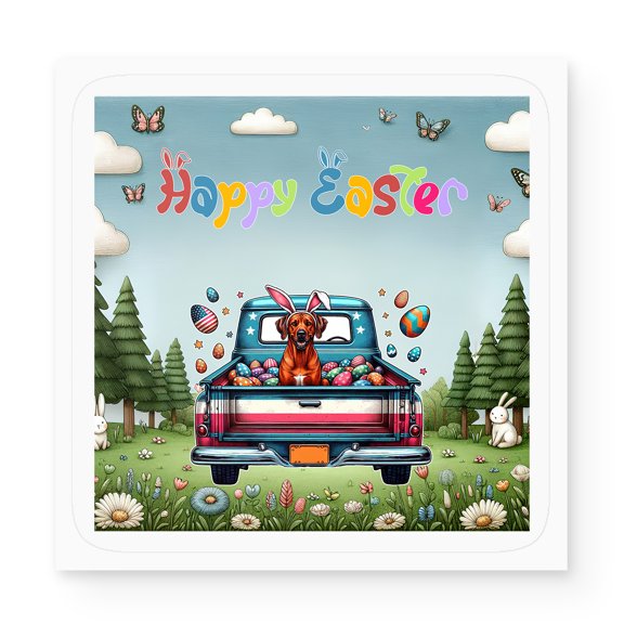 Happy Easter Rhodesian Ridgeback American Flag Truck Vinyl Sticker Ridgebacks Dog Lover Gifts Waterproof Decal Art Decor - 03001