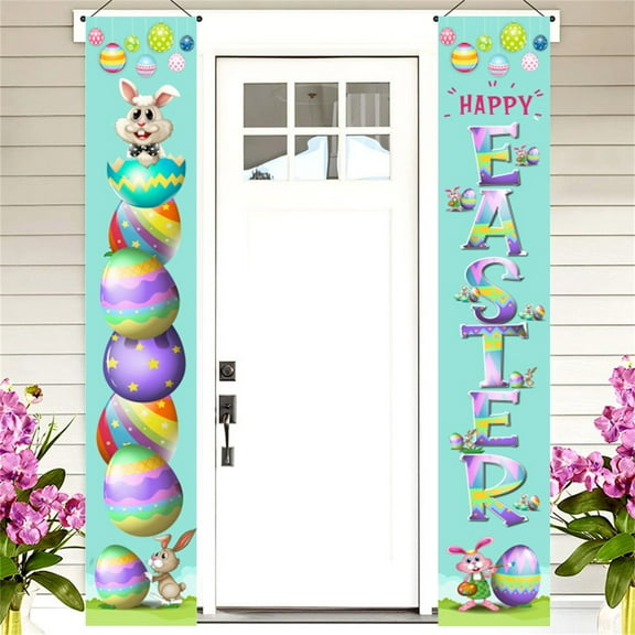 Happy Easter He Is Risen Porch Sign, He Is Risen Decoration Hanging Banner Easter Eggs Bunny Jesus Holiday Door Sign Decorations for Home Outdoor Indoor Wall Front Door Decor