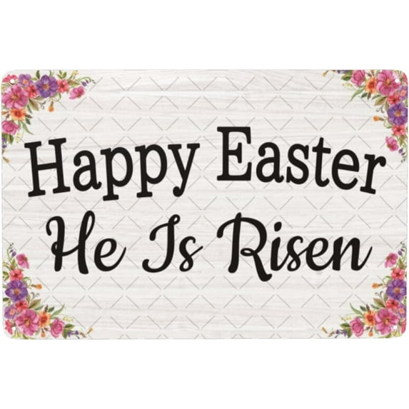 Happy Easter He Is Risen Tin Sign Wall Plaque Easter Decorations Metal Wall Sign Happy Easter Eggs Retro Religious Christian Gifts Wall Decoration Plaques 8x12 Inch