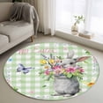 thumbnail image 1 of Happy Easter Round Rug 4ft Washable Circle Entryway Rugs Non Slip Cute Bunny Spring Flowers Butterfly Green Plaid Area Rug Indoor Floor Carpet for Bedroom Kitchen Living Room Home Office Dining Room, 1 of 8