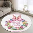 thumbnail image 1 of Happy Easter Round Rug 4ft Washable Circle Entryway Rugs Non Slip Rabbits Bows Spring Tulips Eggs Pastoral Area Rug Indoor Floor Carpet for Bedroom Kitchen Living Room Home Office Dining Room Nursery, 1 of 8