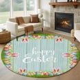 thumbnail image 1 of Happy Easter Round Rug 6ft Washable Circle Kitchen Rugs Non Slip Cute Rabbit Ears Eggs Grass Wooden Grain Large Area Rug Indoor Floor Carpet for Bedroom Living Room Home Office Dining Room Nursery, 1 of 7