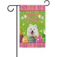 thumbnail image 1 of Happy Easter Samoyed Dog Garden Flag Colorful Eggs Stripe Holiday Decorative Yard Flag Banner for Outside Farmhouse Double Side 12.5X18 Inch, 1 of 6