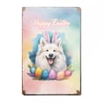 thumbnail image 1 of Happy Easter Samoyed with Bunny Ear Headband and Flowers Vertical Metal Aluminum Sign Siberian Sammy Dog Lover Wall Art Home Decor - 13001, 1 of 5