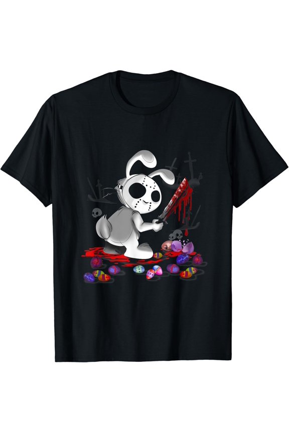Happy Easter Scary Horror Bunny JS Mask Eggs T-Shirt