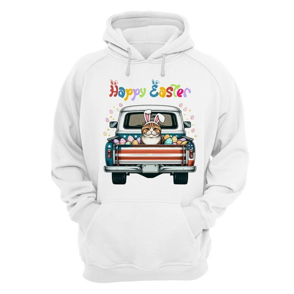 Happy Easter Scottish Fold American Flag Truck Hoodie Unisex Merch Hoodies Cat Lover Kitten Owner Gifts - 03001