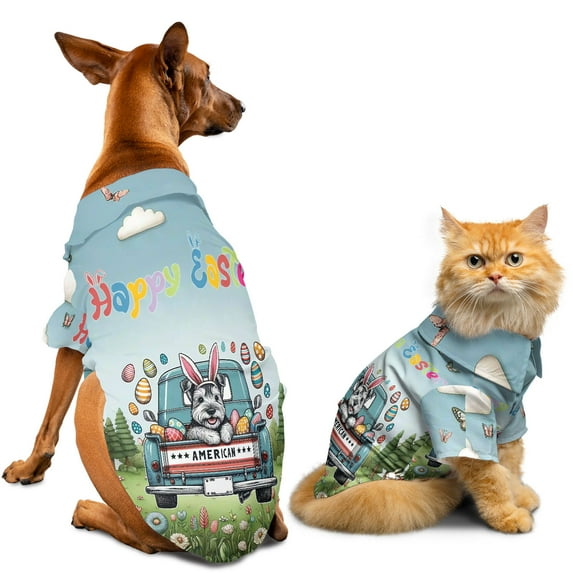 Happy Easter Scottish Terrier American Flag Hawaiian Summer Shirt for Small Medium Large Dog Cat Scottie Dog Lover Gifts - 03001