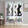 thumbnail image 1 of Happy Easter Sheer Curtains 108 Inch Length 2 Panels Set Window Treatments, Black White Polka Dots Rabbits Colorful Plaid Rod Pocket Semi Curtains for Living Room/Bedroom/Kitchen, 104"W x 108"L, 1 of 7