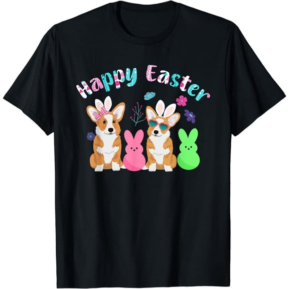 Happy Easter Shirt Funny Bunny Corgi Dog Easter T-Shirt