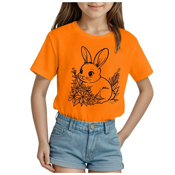 Happy Easter Shirt Girls 2025 Trendy Easter Eggs Bunny Printed Kids Tee Summer Short Sleeve Crewneck T Shirt 3-13Y Easter Outfit Baby Boy