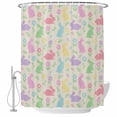 thumbnail image 1 of Happy Easter Shower Curtain, Waterproof Shower Curtains for Bathroom, Spring Colorful Bunny Floral Rustic Burlap Washable Fabric Bathtub Curtain Set Bath Decor with 12 Hooks 48"x72", 1 of 8