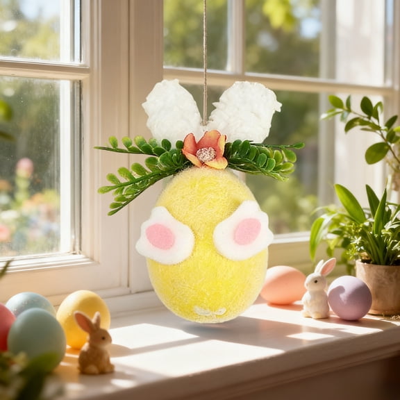 Happy Easter Simulated Easter Egg Decorative Hanging Ornaments for Holiday Parties and Decorations., New, Yellow