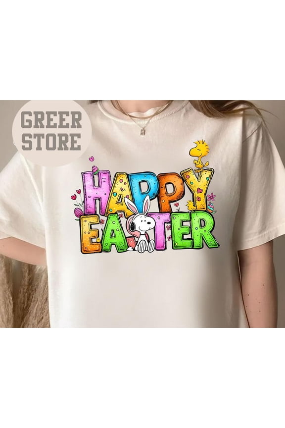 Happy Easter Snoopy Shirt, Cute Bunny Easter Tee, Spring Kids Easter, Cartoon Easter Holiday Gift