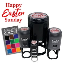 Happy Easter Sunday Self-Inking Rubber Stamp Ink Stamper for Stamping Crafting Planners - Black Ink - Mini 1/2 Inch