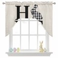 thumbnail image 1 of Happy Easter Swag Valances for Kitchen Window, Home Black Buffalo Plaid Rabbit Bowknot Linen Texture Small Swag Valances Rod Pocket Curtain Drapes Window Treatment for Bedroom Bathroom, 56x36 Inch, 1 of 9