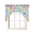 thumbnail image 1 of Happy Easter Swag Valances for Windows, Small Curtains Drapes, Spring Bunny Eggs Flower Teal Wood Grain Kitchen Window Curtains Over Sink Window Treatment Valance for Bedroom/Bathroom 56"x36", 1 of 5