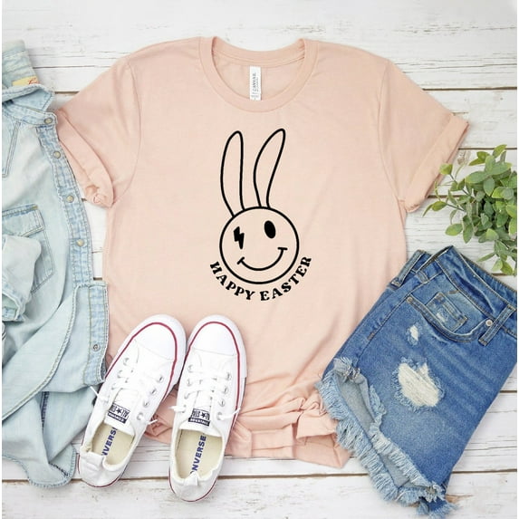Happy Easter T-shirt Christian Shirt Bunny Gift Day Top Travel Women's Cute Tee Christmas Peeps Days Funny
