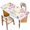 thumbnail image 1 of Happy Easter Table Cloths for 3 Foot Rectangle Tables, Spring Colorful Eggs Butterfly Grey Plaid Patio Waterproof Elastic Fitted Tablecloths, Washable Rectangular Table Cover for Camping, 1 of 8