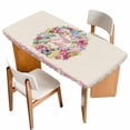 thumbnail image 1 of Happy Easter Table Cloths for 3 Foot Rectangle Tables, Spring Flower Pastoral Butterfly Retro Beige Patio Waterproof Elastic Fitted Tablecloths, Washable Rectangular Table Cover for Camping, 1 of 8