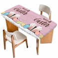 thumbnail image 1 of Happy Easter Table Cloths for 4 Foot Rectangle Tables, Colorful Spring Eggs Pink Wooden Patio Waterproof Elastic Fitted Tablecloths, Washable Rectangular Table Cover for Camping, 1 of 8