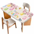 thumbnail image 1 of Happy Easter Table Cloths for 4 Foot Rectangle Tables, Spring Colorful Eggs Butterfly on Linen Patio Waterproof Elastic Fitted Tablecloths, Washable Rectangular Table Cover for Camping, 1 of 8