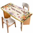 thumbnail image 1 of Happy Easter Table Cloths for 5 Foot Rectangle Tables, Bunny Eggs Spring Mushrooms Floral Rustic Yellow Patio Waterproof Elastic Fitted Tablecloths, Washable Rectangular Table Cover for Camping, 1 of 8