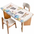 thumbnail image 1 of Happy Easter Table Cloths for 5 Foot Rectangle Tables, Spring Watercolor Bunny Eggs Flowers Patio Waterproof Elastic Fitted Tablecloths, Washable Rectangular Table Cover for Camping, 1 of 8