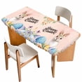 thumbnail image 1 of Happy Easter Table Cloths for 5 Foot Rectangle Tables, Spring Watercolor Bunny Eggs Flowers Pink Patio Waterproof Elastic Fitted Tablecloths, Washable Rectangular Table Cover for Camping, 1 of 8