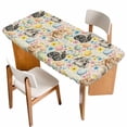 thumbnail image 1 of Happy Easter Table Cloths for 6 Foot Rectangle Tables, Spring Watercolor Rabbits Eggs Flower Beige Patio Waterproof Elastic Fitted Tablecloths, Washable Rectangular Table Cover for Camping, 1 of 8