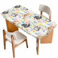 thumbnail image 1 of Happy Easter Table Cloths for 6 Foot Rectangle Tables, Spring Watercolor Rabbits Eggs Flower Patio Waterproof Elastic Fitted Tablecloths, Washable Rectangular Table Cover for Camping, 1 of 8