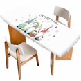 thumbnail image 1 of Happy Easter Table Cloths for 8 Foot Rectangle Tables, Cute Gnomes Eggs Spring Daisy Flowers Plants Patio Waterproof Elastic Fitted Tablecloths, Washable Rectangular Table Cover for Camping, 1 of 8