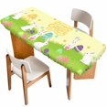 thumbnail image 1 of Happy Easter Table Cloths for 8 Foot Rectangle Tables, Rabbits Eggs Spring Daisy Floral Grass Yellow Patio Waterproof Elastic Fitted Tablecloths, Washable Rectangular Table Cover for Camping, 1 of 8