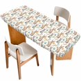 thumbnail image 1 of Happy Easter Table Cloths for 8 Foot Rectangle Tables, Spring Bunny Colorful Eggs Carrots Leaves Patio Waterproof Elastic Fitted Tablecloths, Washable Rectangular Table Cover for Camping, 1 of 8
