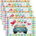 thumbnail image 1 of Happy Easter Table Mats Placemat 12"x18" Cute Rabbit Placemats Set of 4 Easter Truck Placemats for Dining Table Indoor Outdoor Kitchen Colorful Spring Decor Table Place Mats, 1 of 4