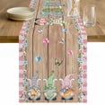 thumbnail image 1 of Happy Easter Table Runner 120 Inches Long Farmhouse Dress Scarves, Gnomes Rabbit Flowers Eggs Brown Wood Grain Dining Tablerunner for Coffee Table/Kitchen Island/Party Décor, 13" x 120", 1 of 8