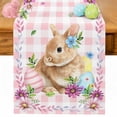 thumbnail image 1 of Happy Easter Table Runner 72 Inches Long for Kitchen Dining, Cute Rabbits Daisy Flowers Leaves Eggs Pink Plaid Dresser Scarf Farmhouse, Dining Table Decorations for Wedding/Parties, 13 x 72 In, 1 of 8