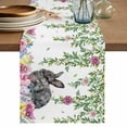 thumbnail image 1 of Happy Easter Table Runner, Cutte Rabbits Eggs Floral Plants Watercolor Cotton Linen Table Runners 108 Inches Long, Dresser Scarf Runner for Dining/Living Room/Kitchen/Square Tables 13''x108'', 1 of 9