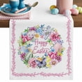 thumbnail image 1 of Happy Easter Table Runner, Eggs Flower Wreath Roses Butterfly Pink Leaf Cotton Linen Kitchen Table Decoration Washable Dining Tabletop Runners for Home Party Decor 13x72 Inches, 1 of 9